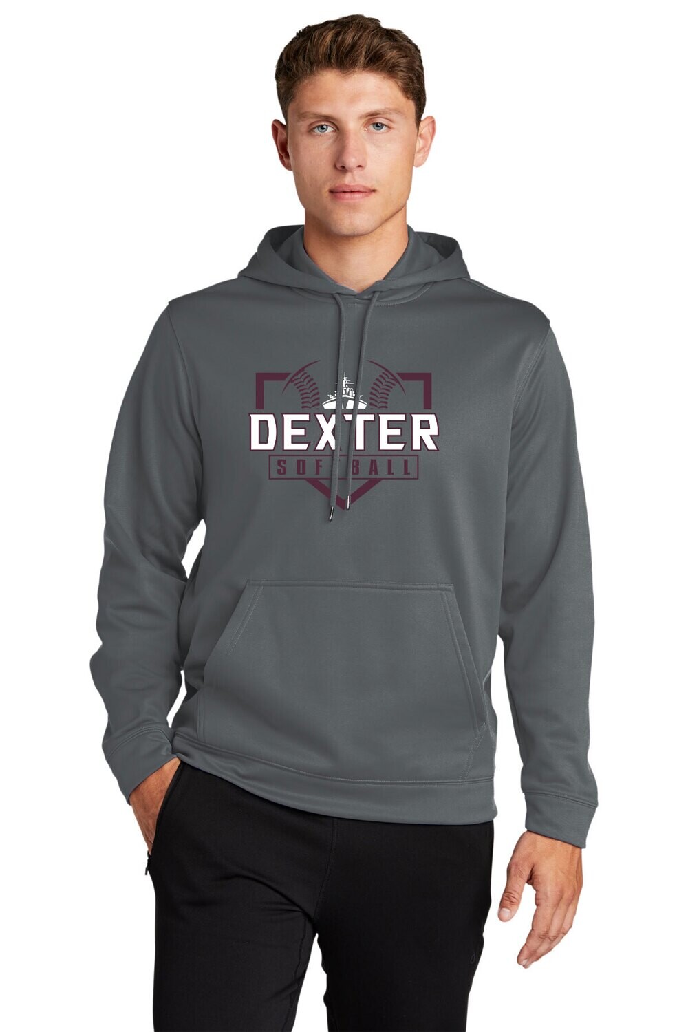 Sport Tek Performance Hoodie - Grey/Maroon