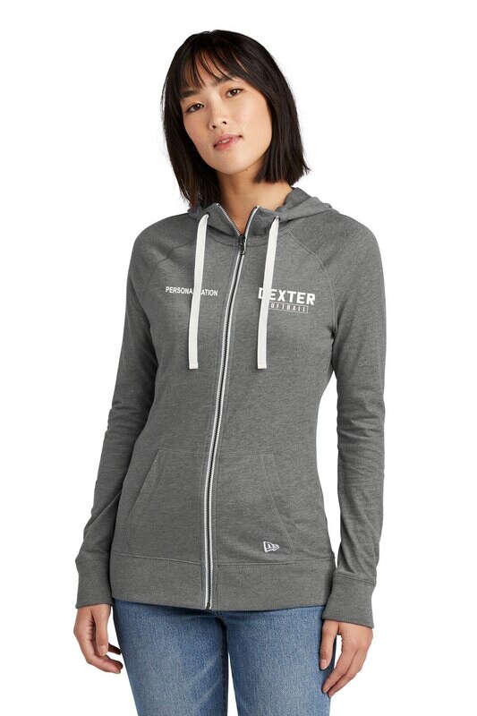 Ladies Sueded Cotton Blend Full-Zip Hoodie-Grey/Black