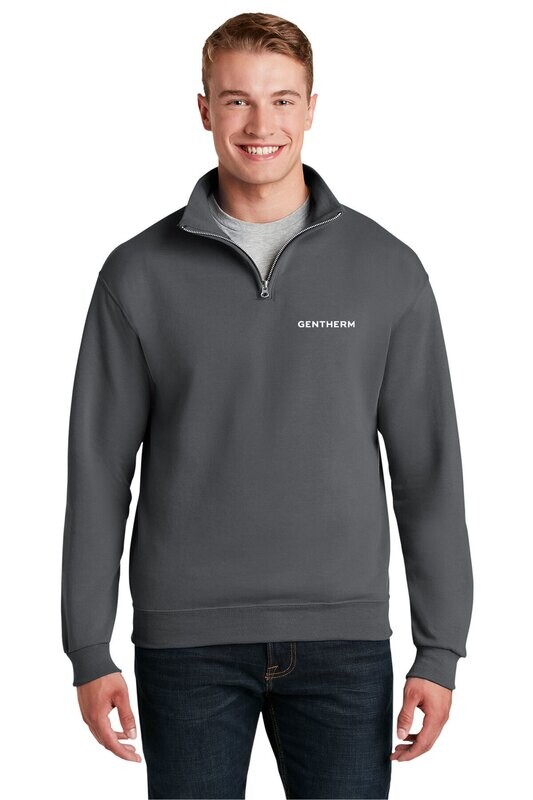 1/4 Zip Cadet Collar Sweatshirt: Black/ Charcoal