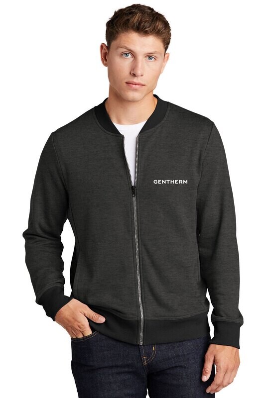 Lightweight French Terry Bomber- Black/ Heather Black