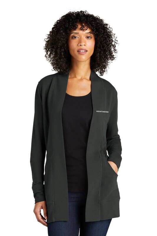 Ladies Microterry Cardigan- Black/ Charcoal