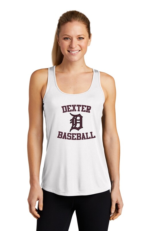 Sport-Tek Ladies Racerback Tank- Black/ White
