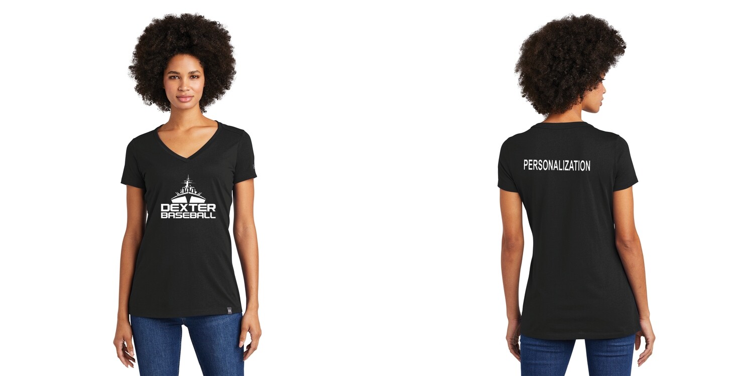 Ladies Heritage Blend V-Neck Tee-Black/ Grey