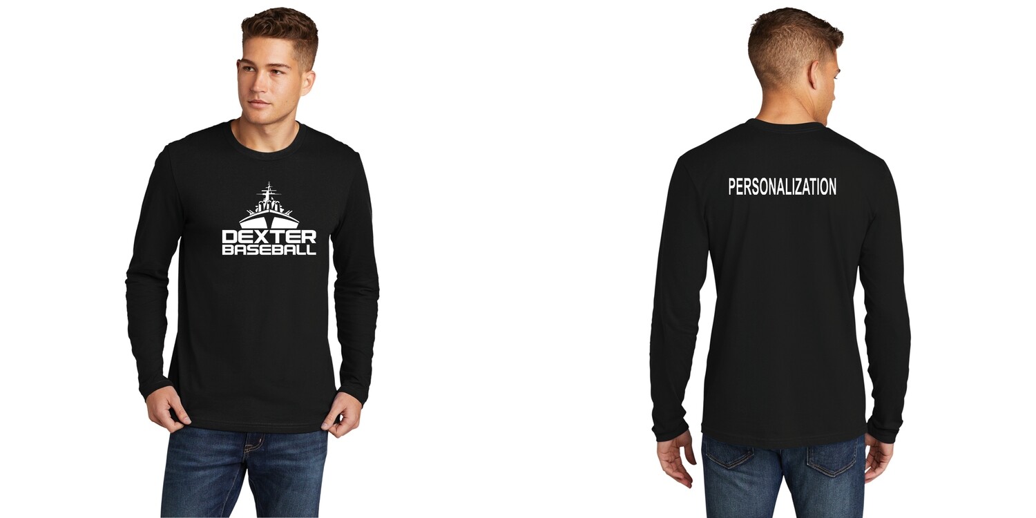 Next Level Apparel Cotton Long Sleeve Tee-Black/ Heather Grey