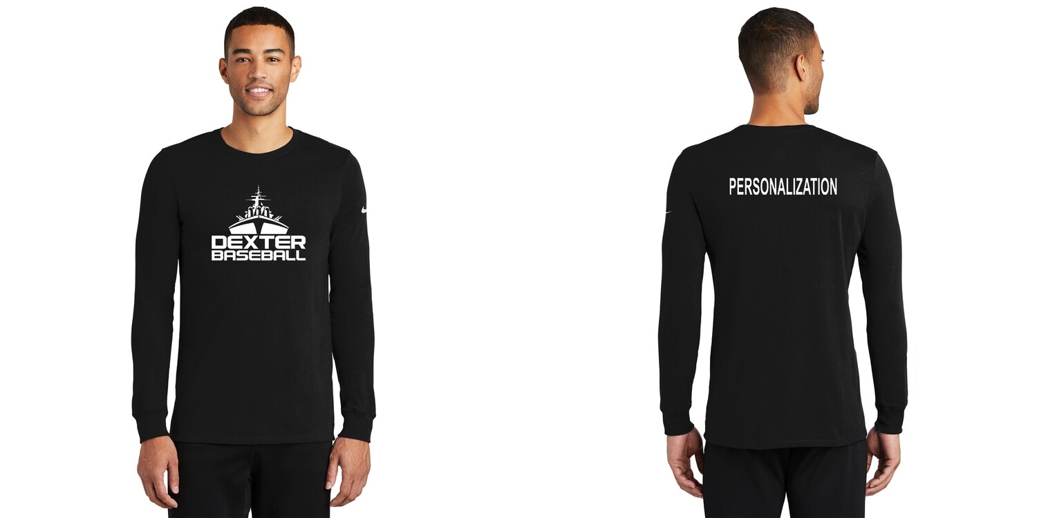 Nike Dri-FIT Cotton/Poly Long Sleeve Tee- Black/ Grey