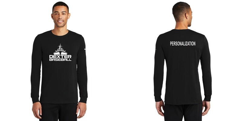 Nike Dri-FIT Cotton/Poly Long Sleeve Tee- Black/ Grey