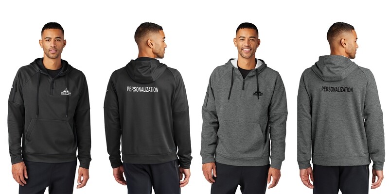 Nike Therma-FIT Pocket 1/4-Zip Fleece Hoodie- Black, Charcoal Heather