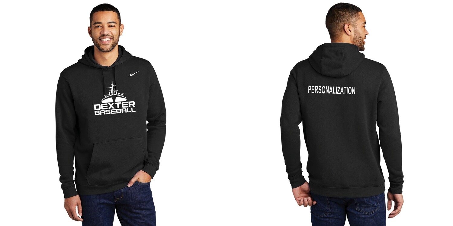 Nike Club Fleece Hooded Sweatshirt-Black/ Dark Grey Heather