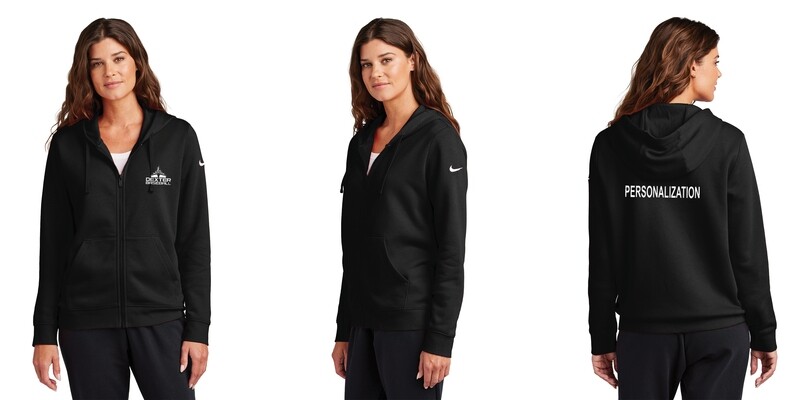 Nike Women's Full Zip Club Fleece Hooded Sweatshirt- Charcoal Heather Grey, Black, Grey Heather