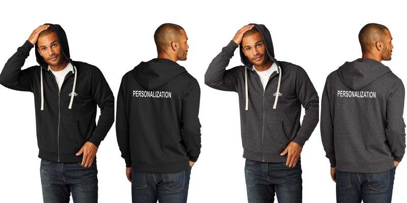 District Unisex Re-Fleece Full-Zip Hoodie-Black/Light Grey/ Dark Grey