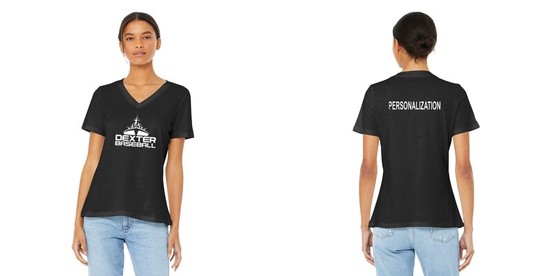 BELLA+CANVAS Women’s Relaxed Jersey Short Sleeve V-Neck Tee- Black