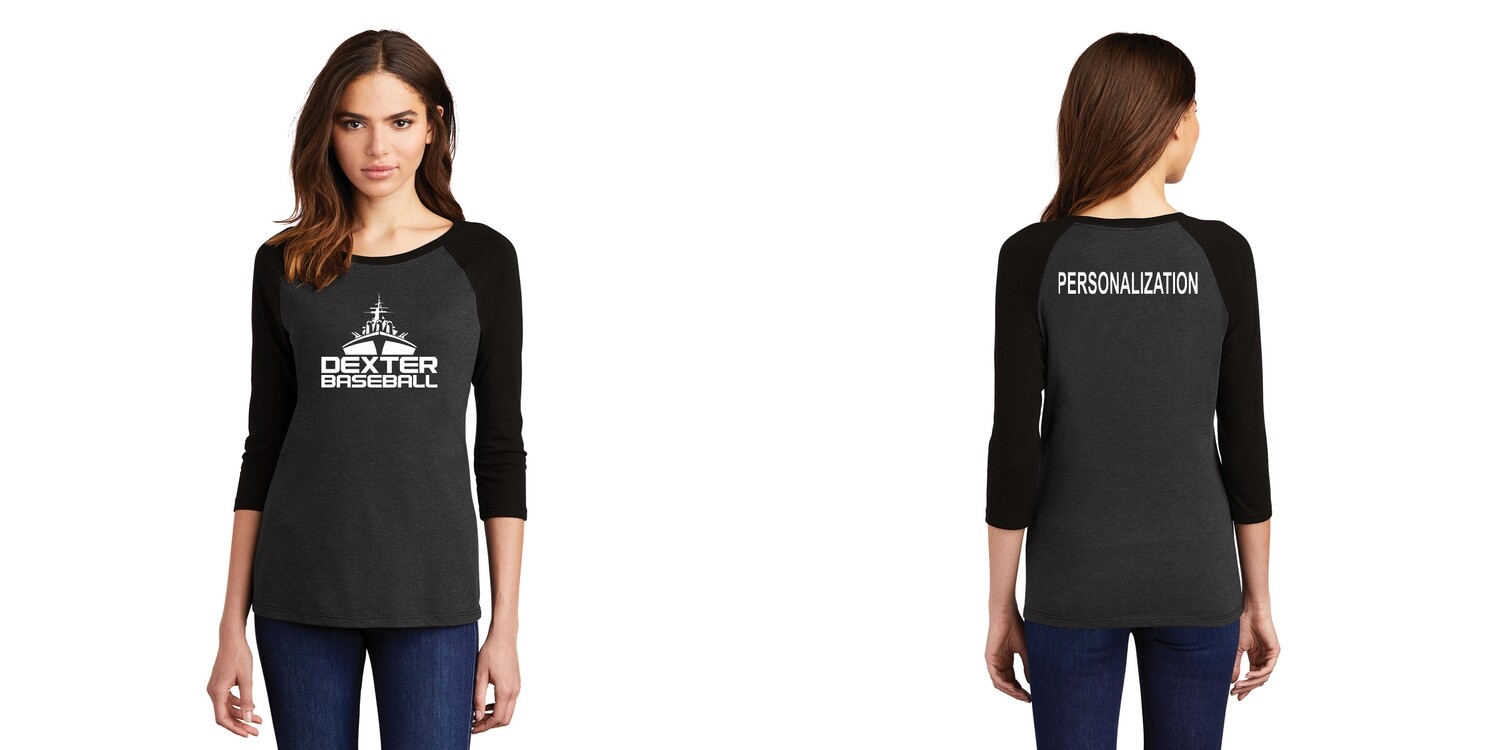 District Women’s Tri 3/4-Sleeve Raglan - Black Frost/Grey Frost or Black/Black Frost