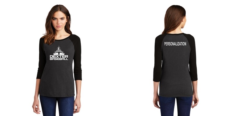 District Women’s Tri 3/4-Sleeve Raglan - Black Frost/Grey Frost or Black/Black Frost