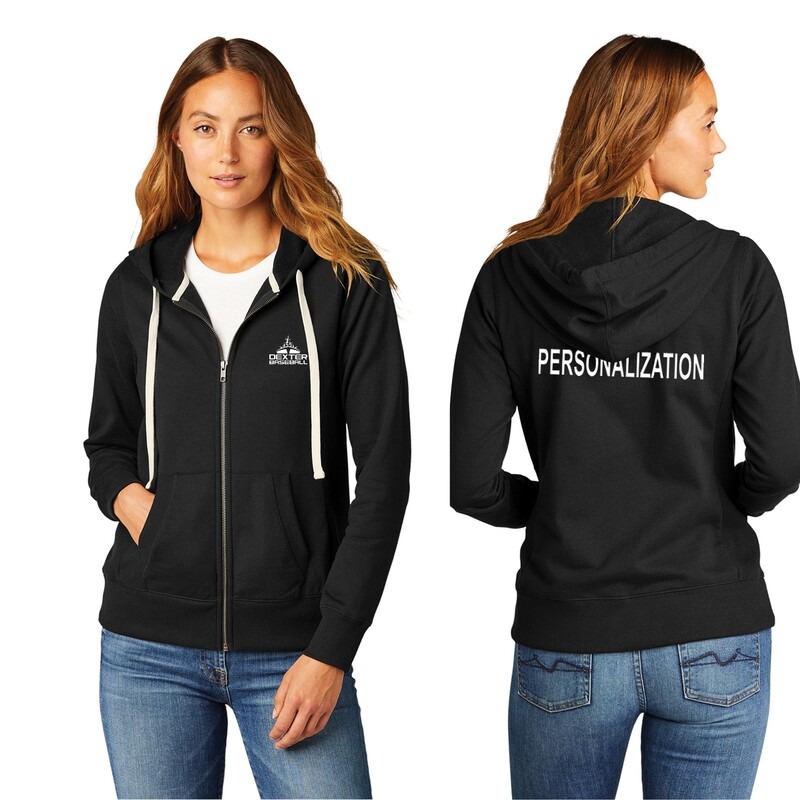 District Women's Re-Fleece Full-Zip Hoodie-Black/Light Grey/ Dark Grey
