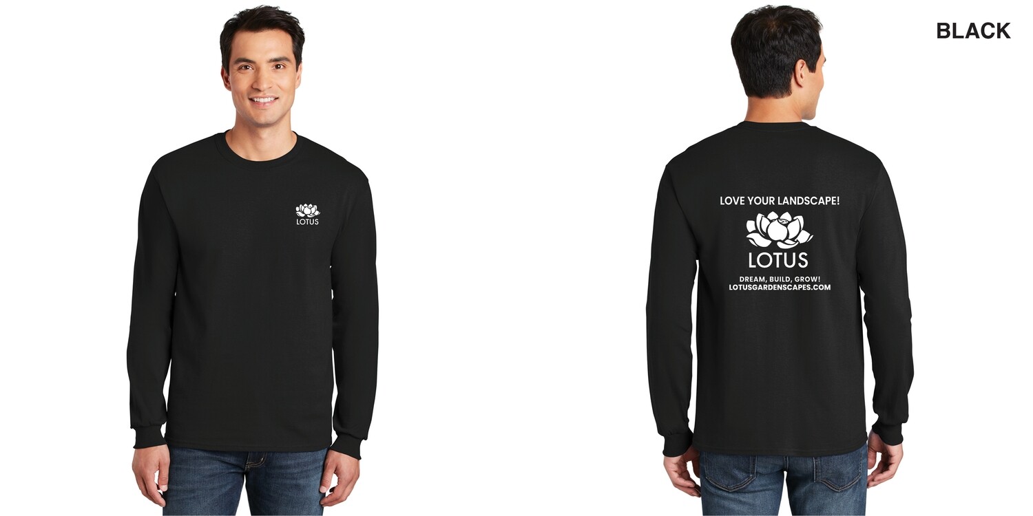 Gildan Cotton Long Sleeve T-Shirt- Black, Dark Heather, Dark Chocolate, Charcoal, Orange, Sport Grey, Sand, Ash