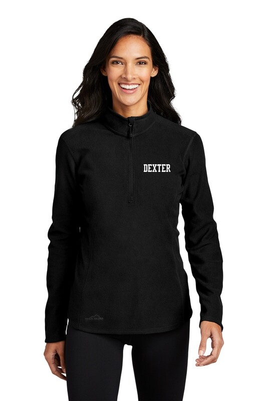 Eddie Bauer Ladies 1/2-Zip Microfleece Jacket- Black/ Grey
