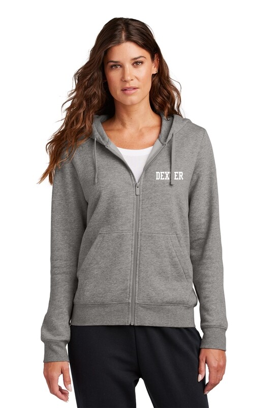 Nike Women's Full Zip Club Fleece Hooded Sweatshirt- Charcoal Heather Grey, Black, Dark Grey Heather