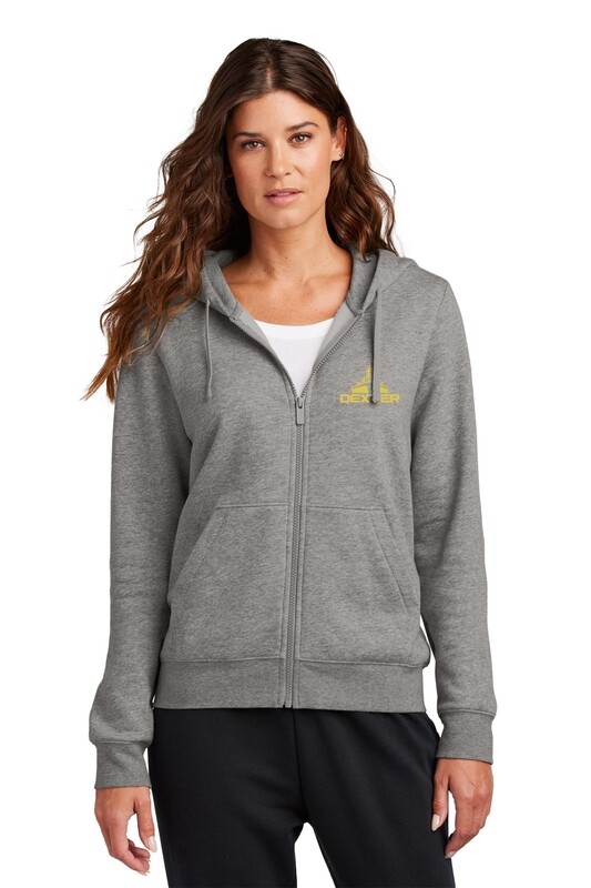 Nike Women's Full Zip Club Fleece Hooded Sweatshirt- Charcoal Heather Grey, Black, Dark Grey Heather