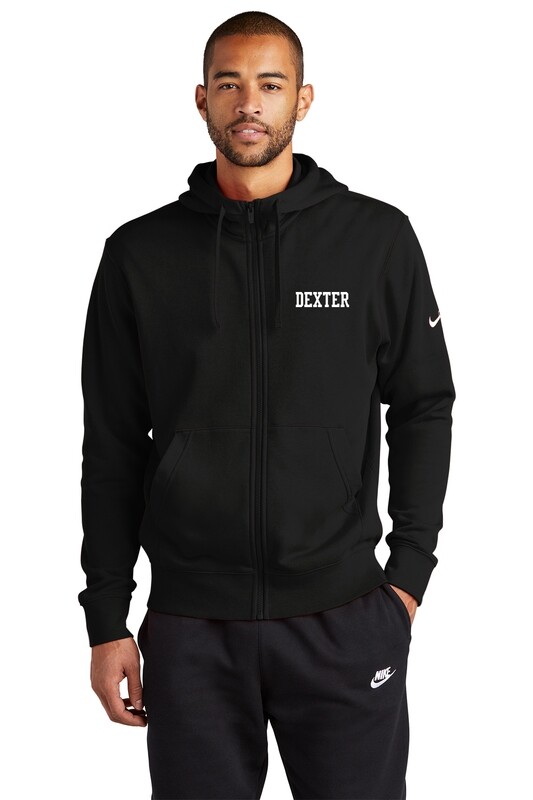 Nike Club Fleece Full Zip Hoodie- Black/ Grey Heather