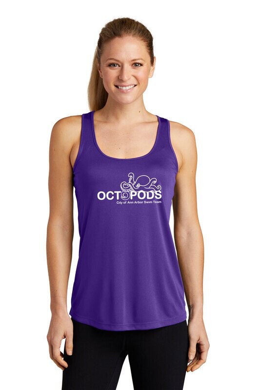 Sport-Tek Ladies Performance Racerback Tank- Purple, Grey, White