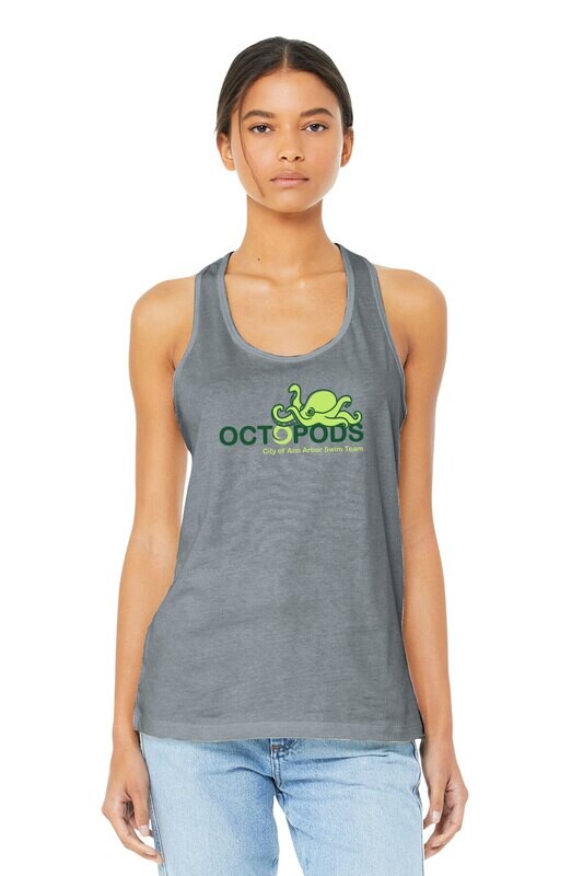 Women&#39;s Jersey Racerback Tank- Grey/ White