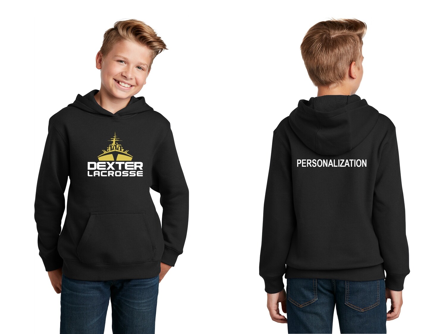 Youth Cotton Hooded Sweatshirt - Black