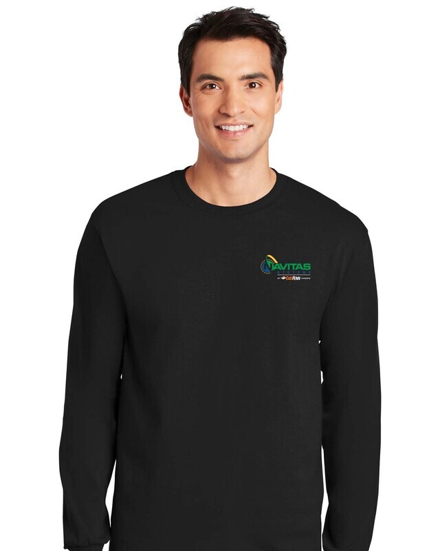 Adult Unisex Cotton Long Sleeve Tee-  Black/Athletic Grey/ White - Printed