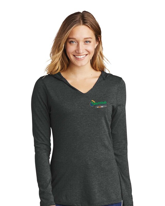 Women’s Perfect Tri Long Sleeve Hoodie- Black/ Charcoal - Printed