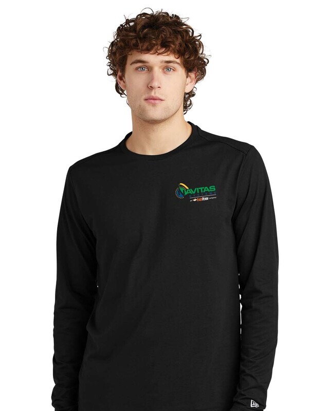 New Era Heritage Blend Long Sleeve Crew Tee- Black/ Grey - Printed
