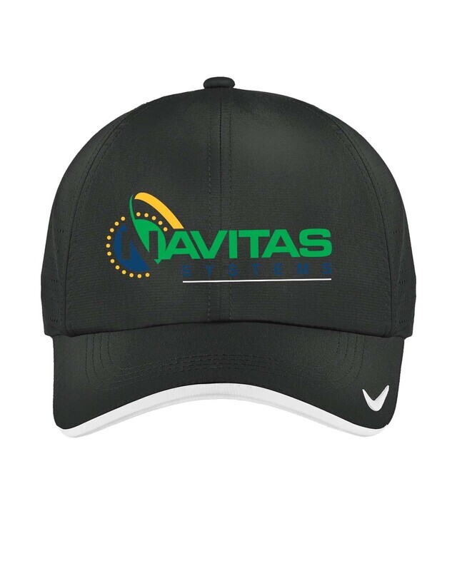 Nike Dri-FIT Perforated Performance Cap (OSFA)- Black, White - Embroidered