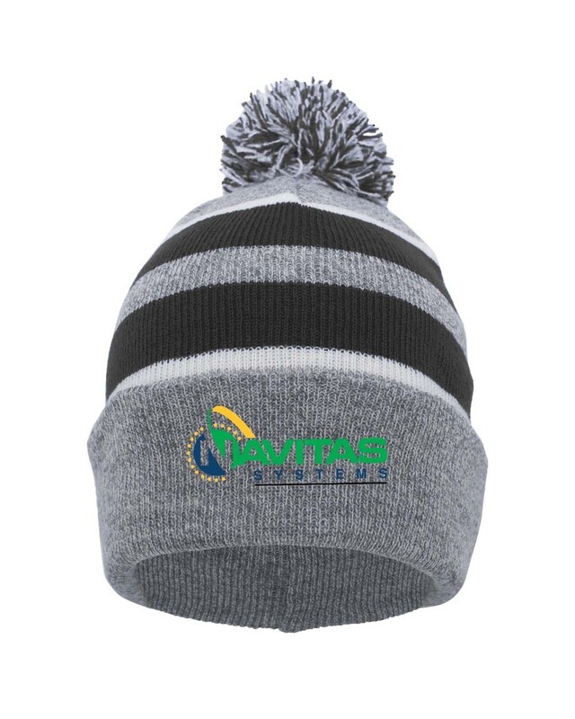 Knit Beanie- Heather/ Black/ White - Embroidered