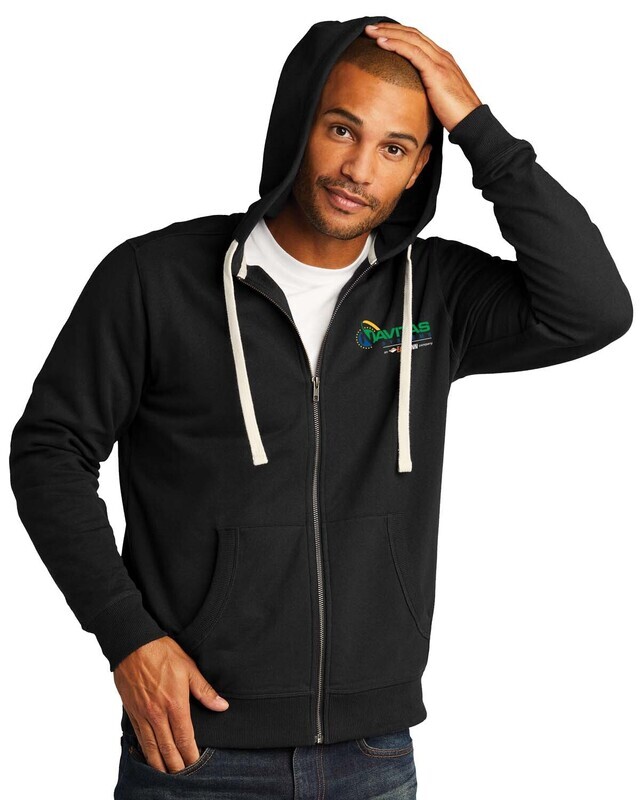 Adult Fleece Full Zip Hoodie- Black/Light Heather Grey - Embroidered