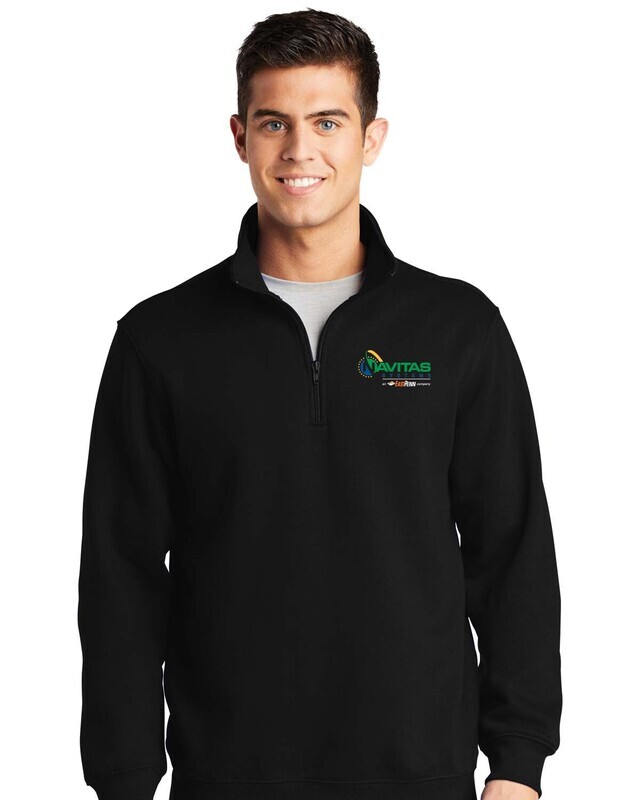 1/4 Zip Sweatshirt- Black/ Athletic Heather - Embroidered