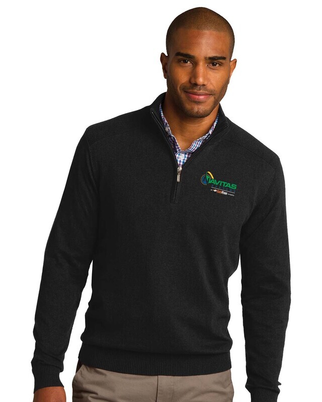 Port Authority 1/2-Zip Sweater - Black/Charcoal Heather - Embroidered