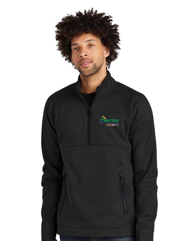 New Era Venue Fleece 1/4-Zip Pullover - Black/Dark Grey - Embroidered