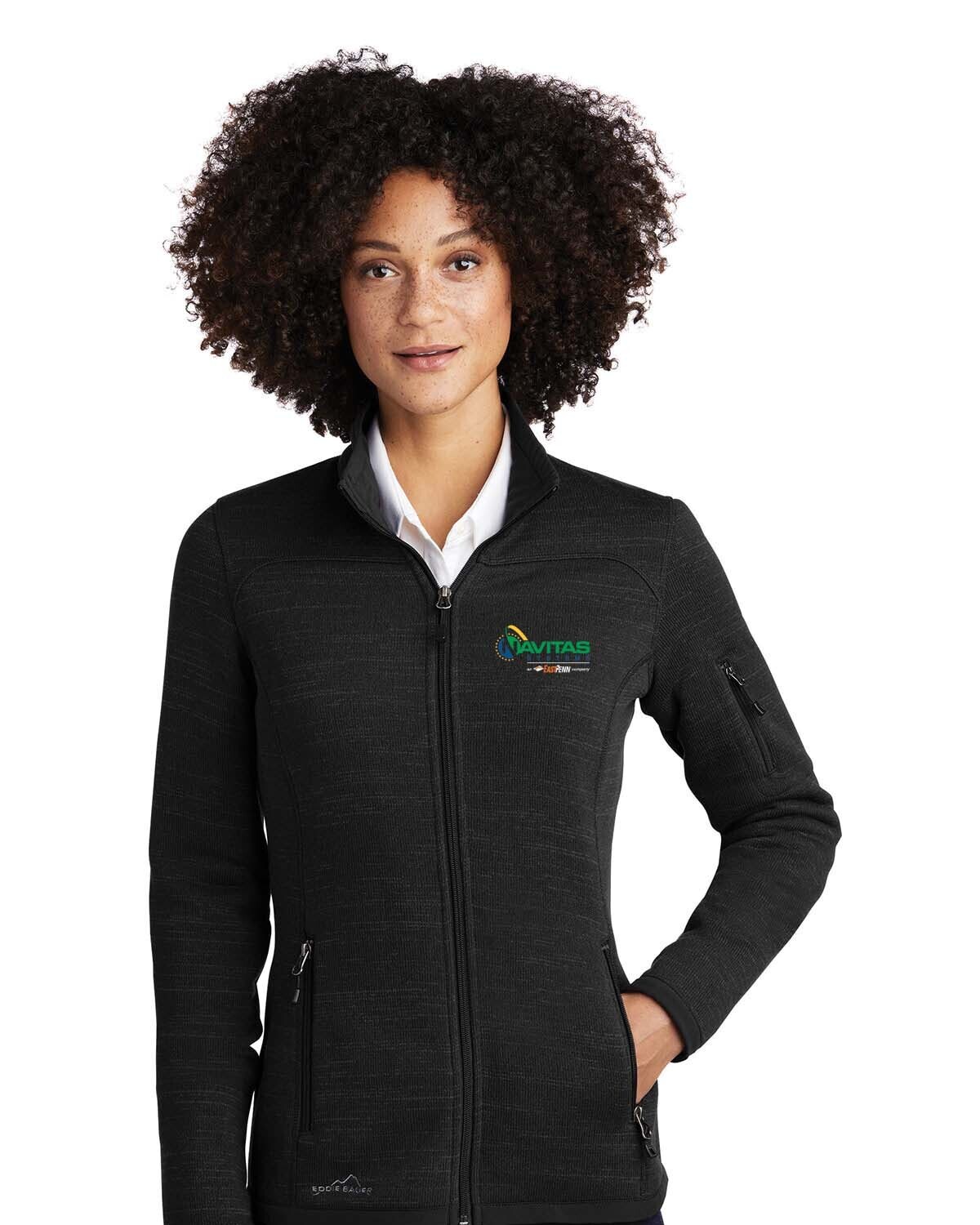 Eddie Bauer Women's Sweater Fleece- Black /Grey - Embroidered