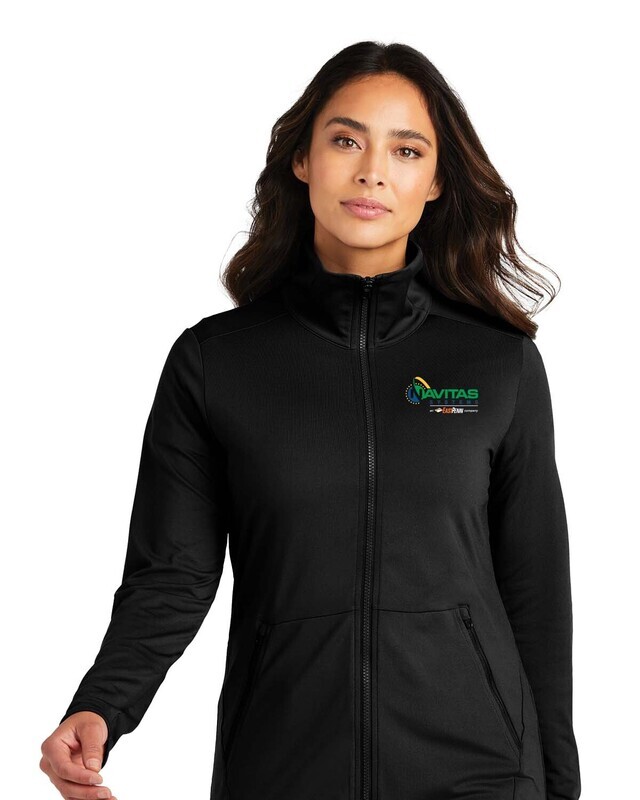 Women's Accord Stretch Fleece Full Zip- Black, Pewter - Embroidered