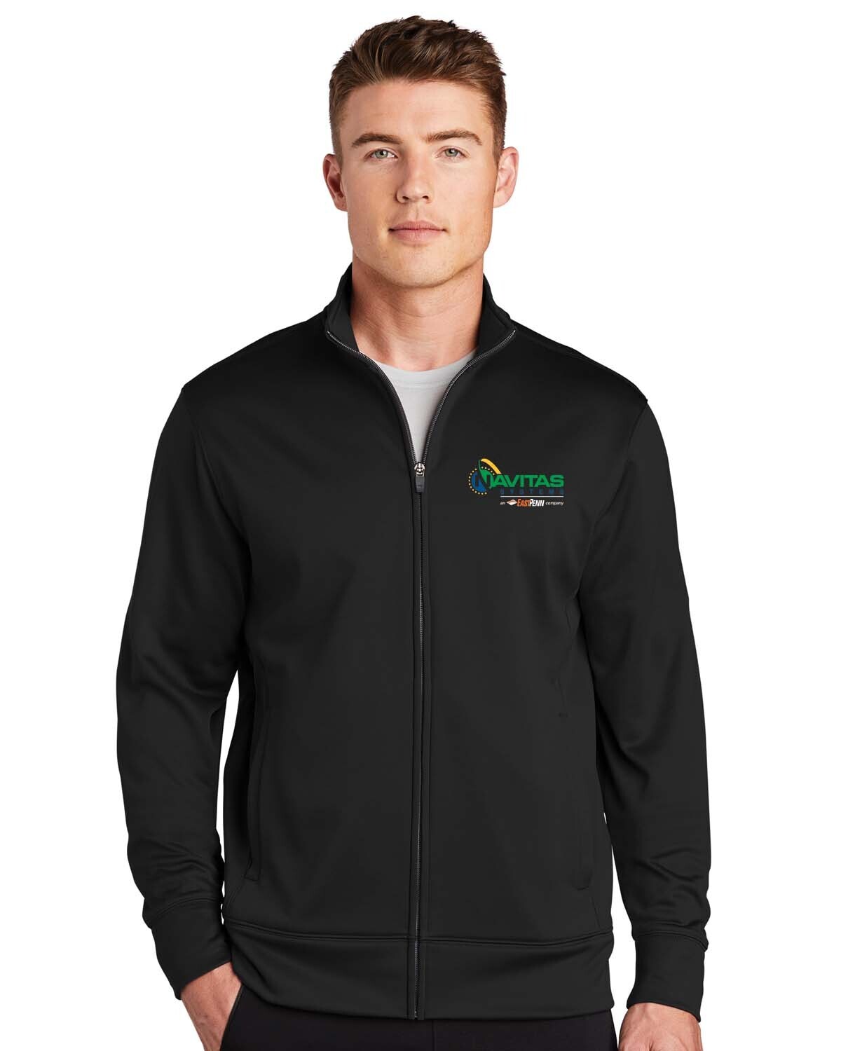 Fleece Full-Zip Jacket - Black/ Dark Grey Smoke - Embroidered