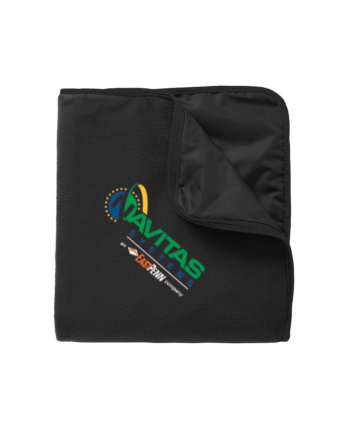 Fleece & Poly Blanket - Black - Embroidered