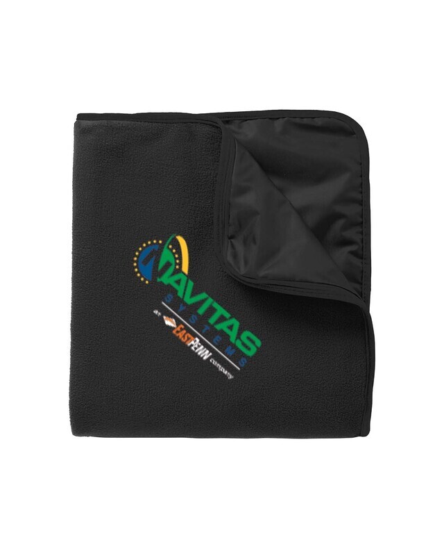 Fleece & Poly Blanket - Black - Embroidered