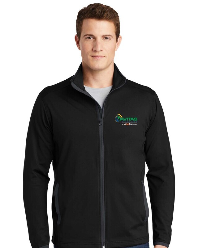 Sport-Wick Stretch Contrast Full-Zip Jacket-Black/ Grey - Embroidered