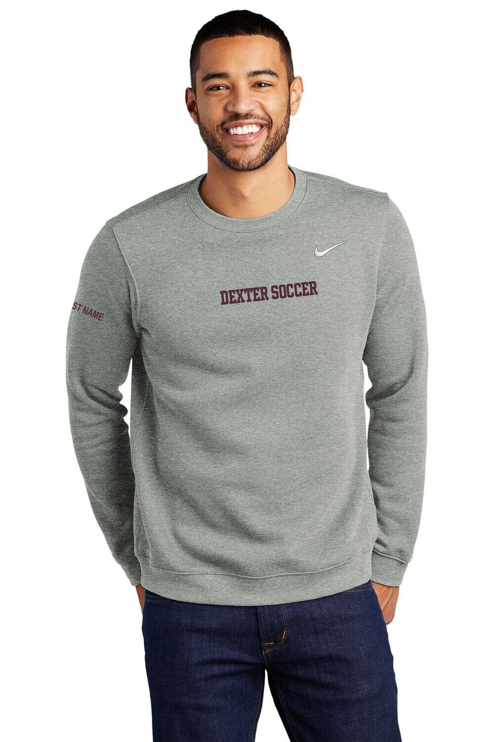 Nike Cotton Crew Neck Sweatshirt - Grey (embroidered) Nike Cotton Crew Neck Sweatshirt - Grey (embroidered)