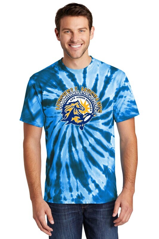 Unisex Tie-Dye Tee-Royal, Neon Rainbow, Rainbow, Watercolor Spiral