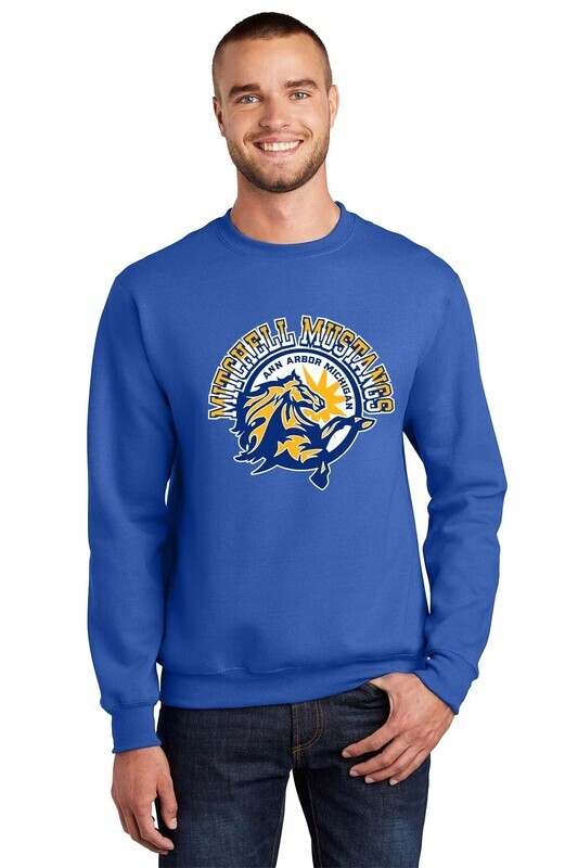 Fleece Crewneck Sweatshirt- Royal, Athletic Heather, Maroon, Purple