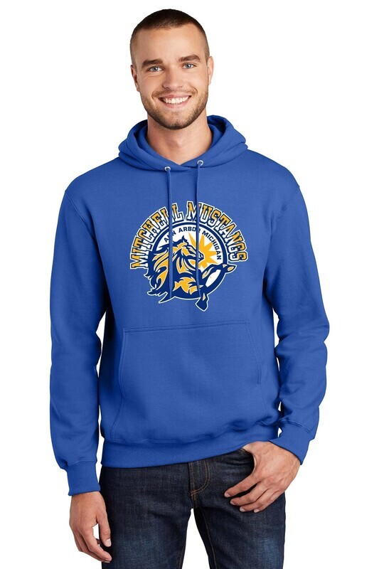 Unisex Fleece Pullover Hooded Sweatshirt - Royal, Heather Grey, Kelly Green, Purple, Red