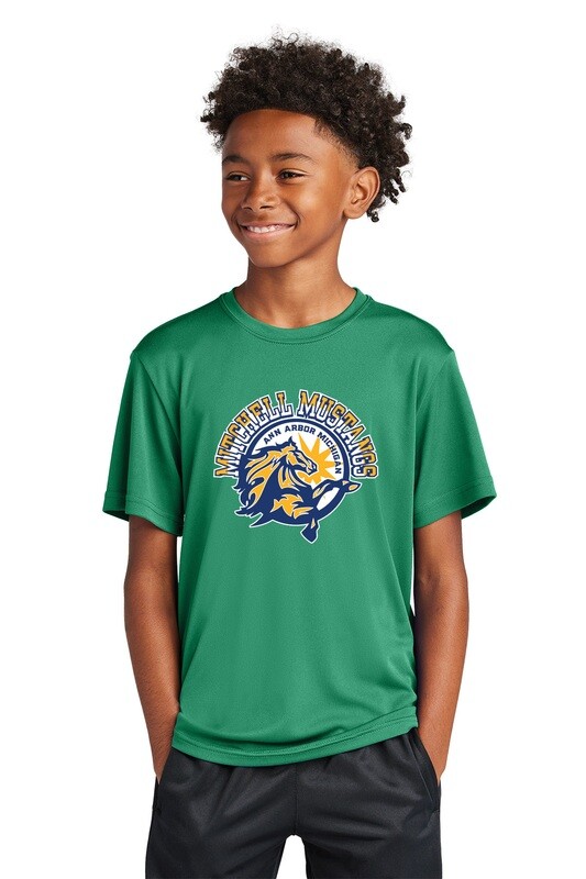 Youth Short Sleeve Performance T-shirt-Green, Grey Heather, Maroon, Neon Pink, Purple, Royal, Tropic Blue