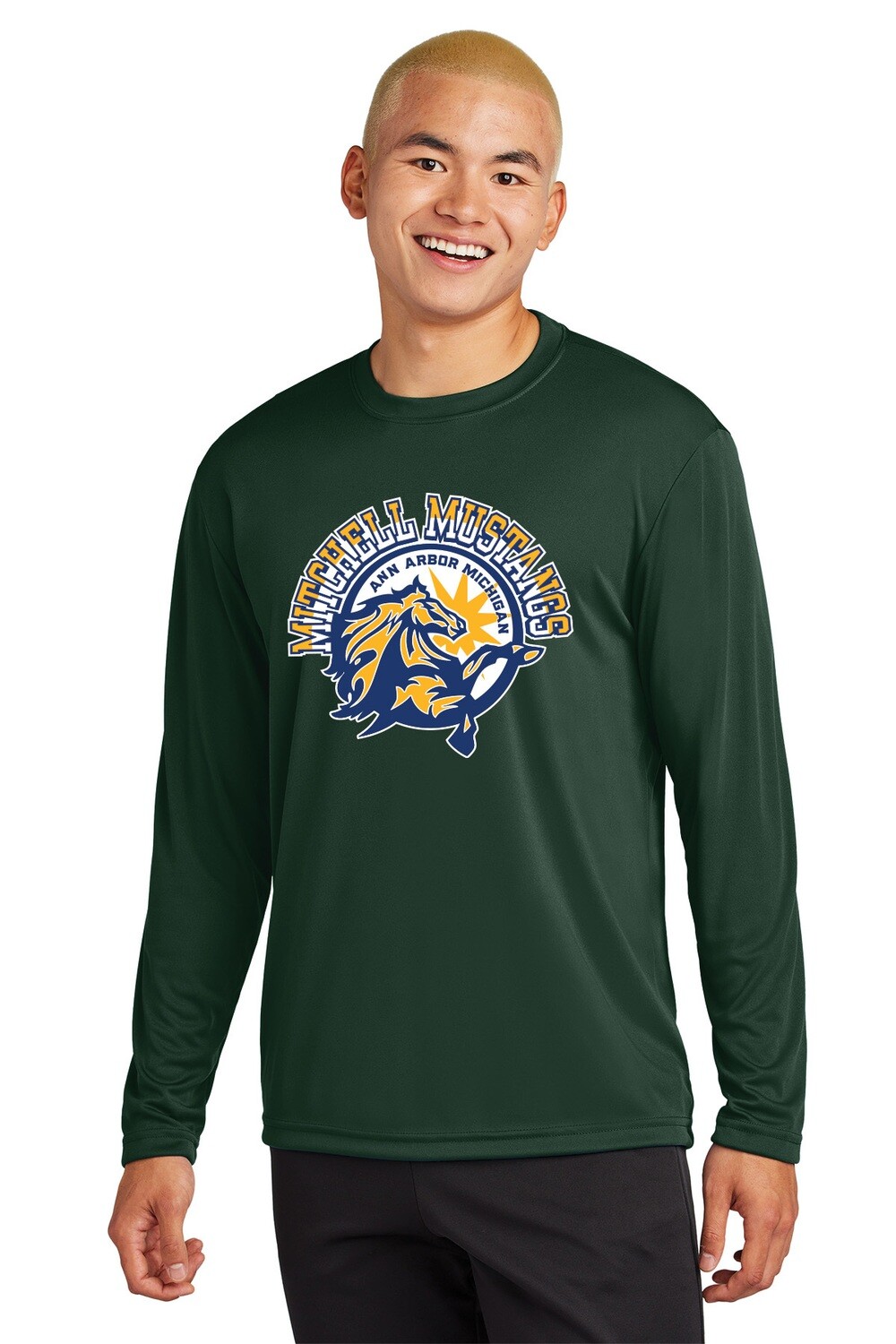 Adult Long Sleeve Performance T-Shirt-Forest Green, Grey, Maroon, Neon Pink, Purple, Royal
