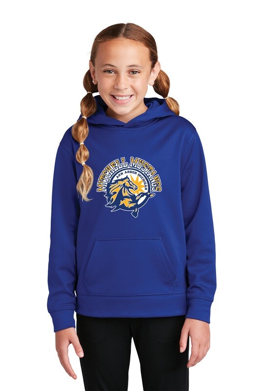 Youth Performance Fleece Hooded Pullover -Royal, Grey, Navy