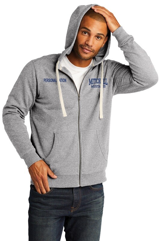Adult Fleece Full Zip Hoodie-  Heather Maroon/ Light Heather Grey/Navy