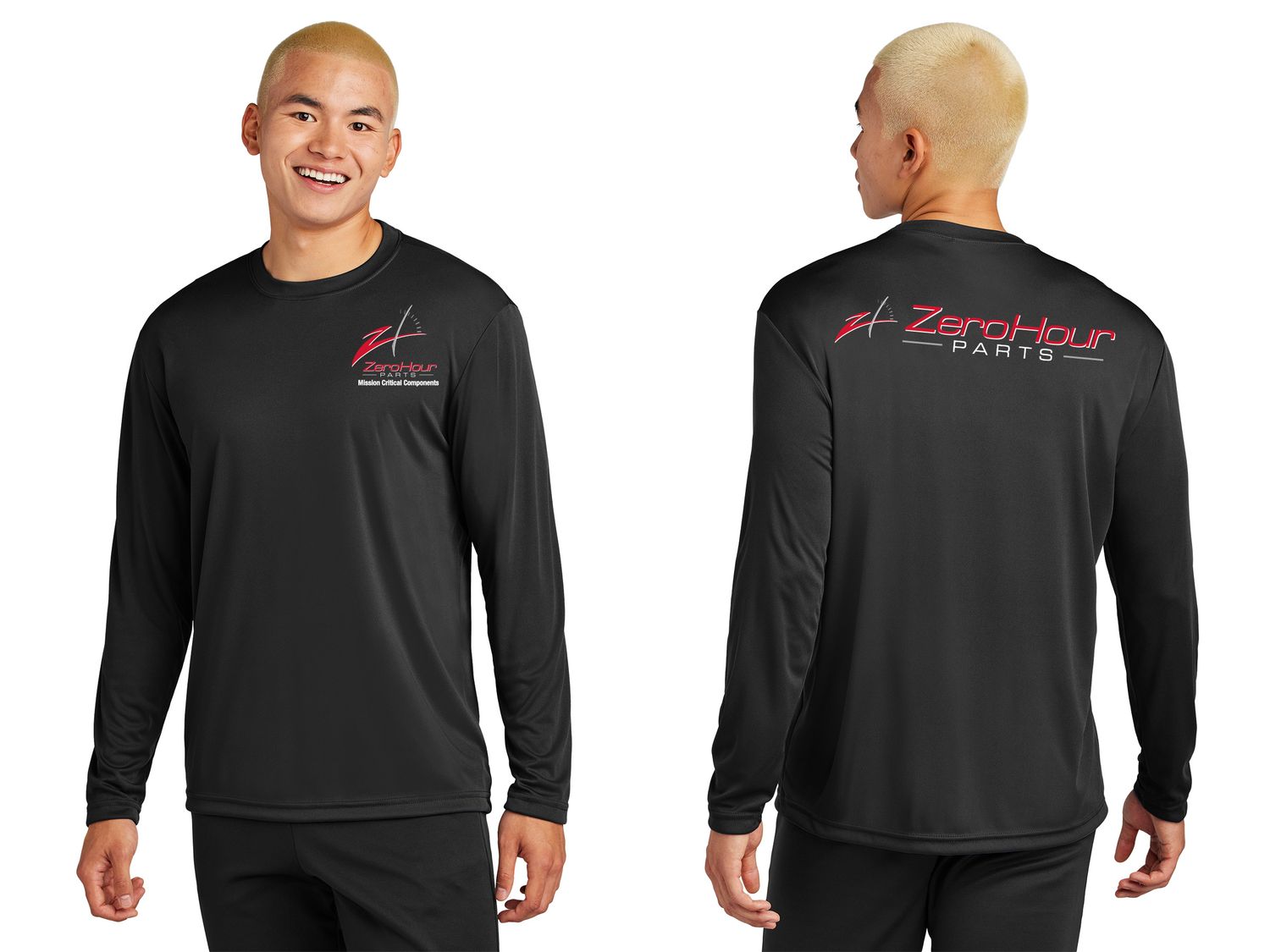 Unisex Long Sleeve Performance Tee - Red/Black/White/Grey Concrete Heather